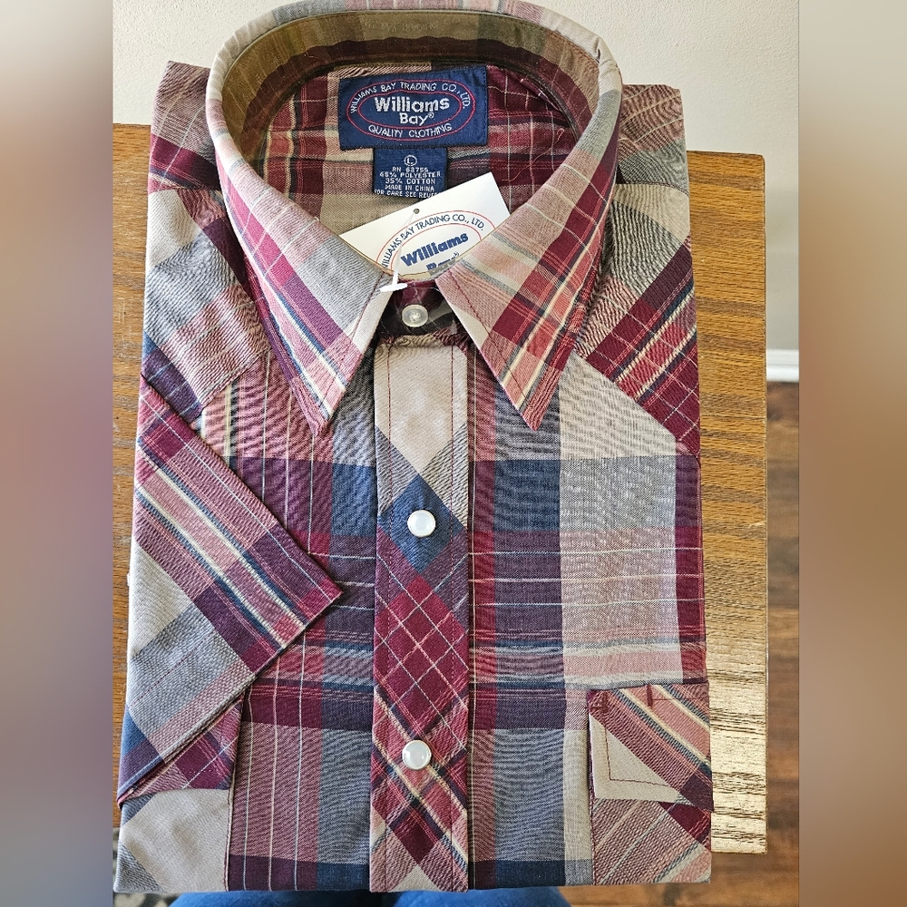 NWT Williams Bay Trading Co. Men’s Short Sleeve Pearl Snap Western Shirt Medium